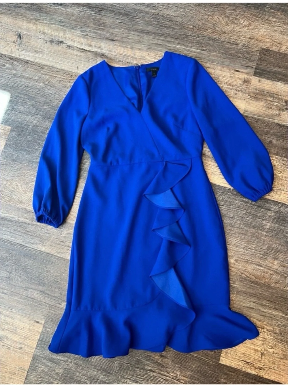 J. Crew Cobalt Blue Long-Sleeve Wrap Dress